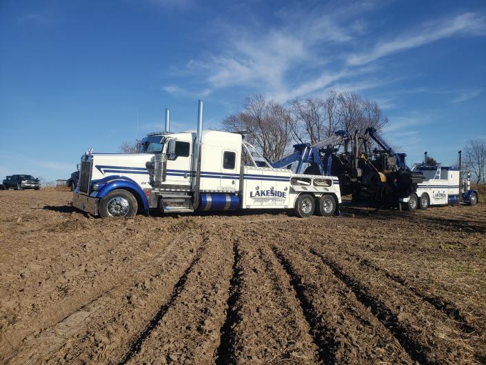 Burned tractor recovery